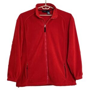 Voit Mens Fleece Jacket XL Red Full Zip Pockets Adjustable Hem Winter Outdoor